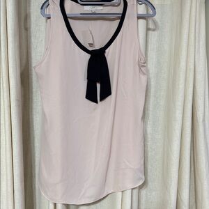 LOFT Blush Sleeveless Blouse with Black Bow Accent